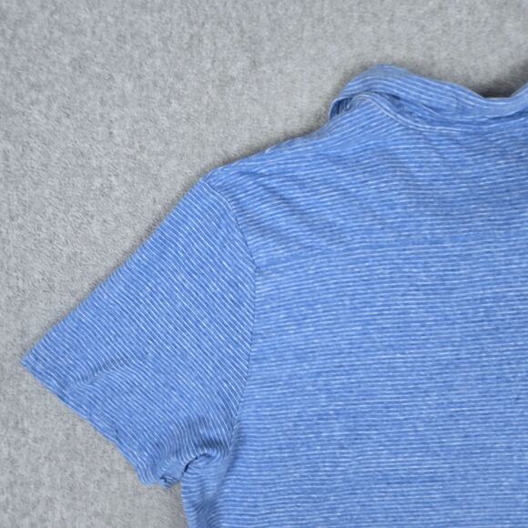 Vineyard Vines Shirt Mens Size Large Linen Blend Polo Blue Stripe Short Sleeve - Picture 10 of 16